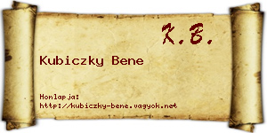 Kubiczky Bene névjegykártya
